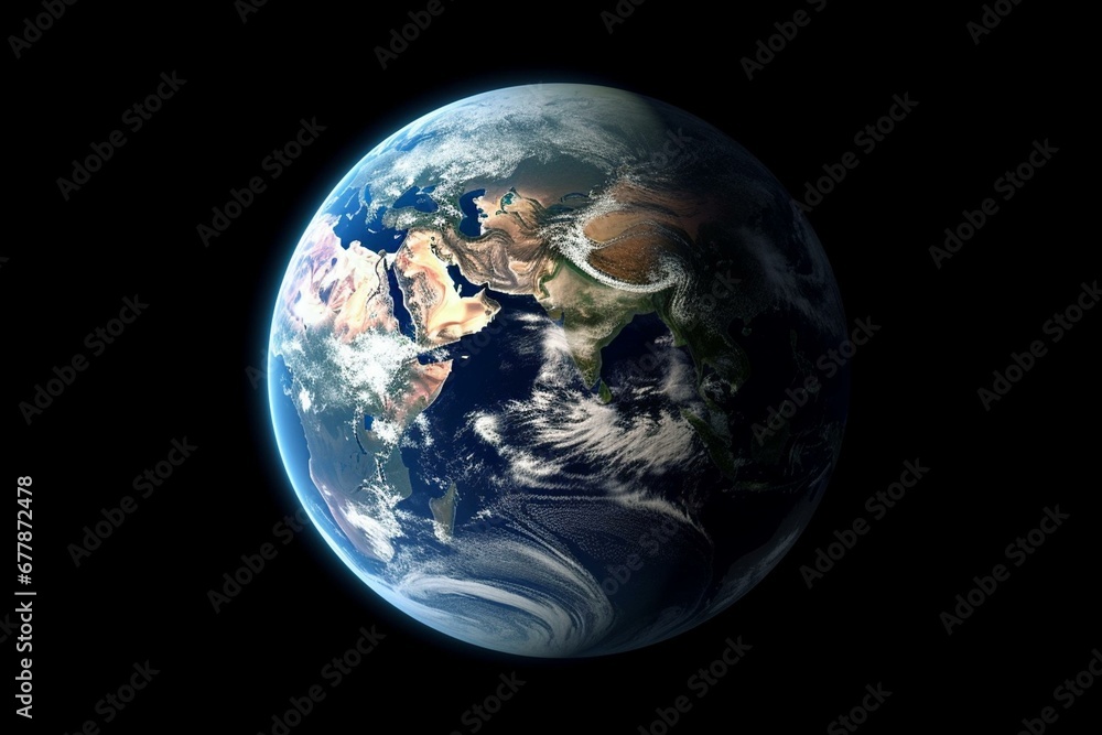 Image of the planet Earth as seen from a spaceship, captured using advanced technology. Generative AI