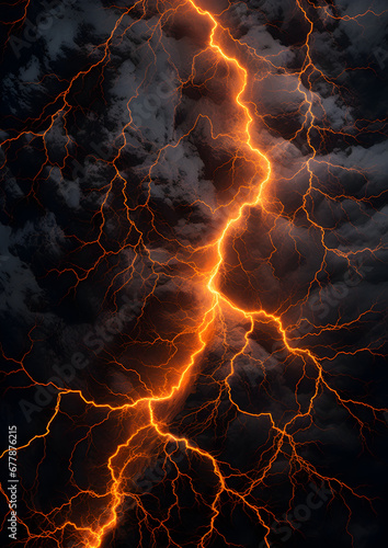 Orange thunder lightning pattern, background shape