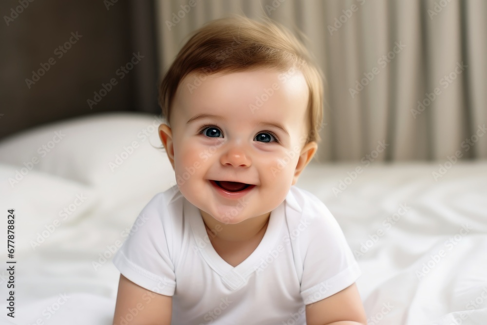 A cute baby smiling at you.
