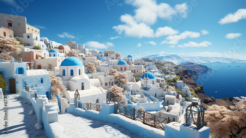beautiful view of the greek village, santorini, greece