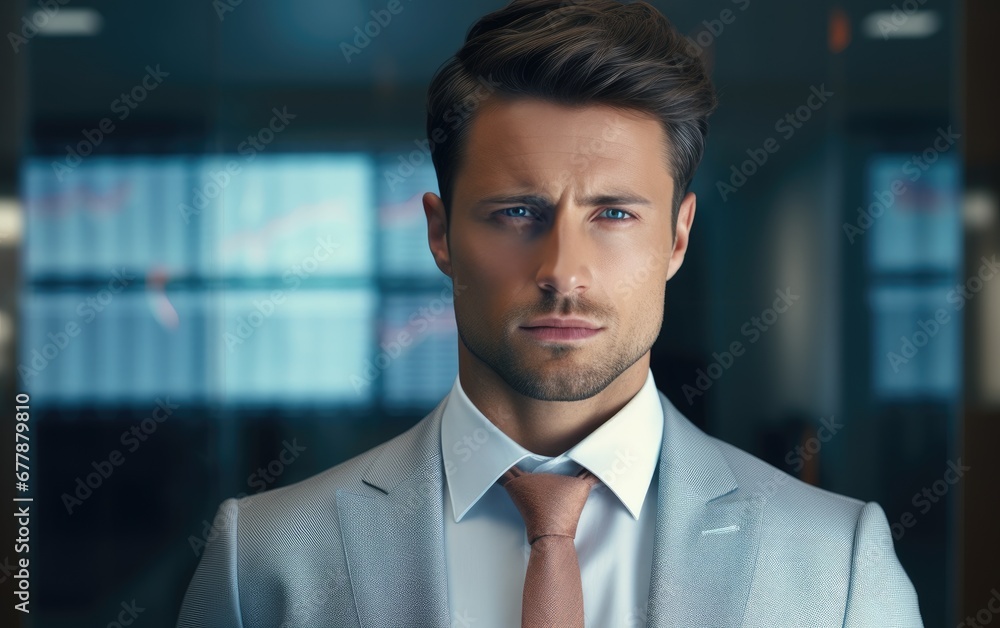Obraz premium Businessman analyzing bank stock charts