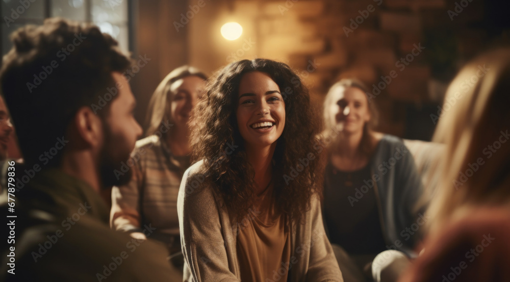 A support group meeting for people living with HIV to share experiences. Concept of peer support and understanding. Generative Ai. A support group meeting for people living with HIV to share experiences. Concept of peer support and understanding. Generative Ai.