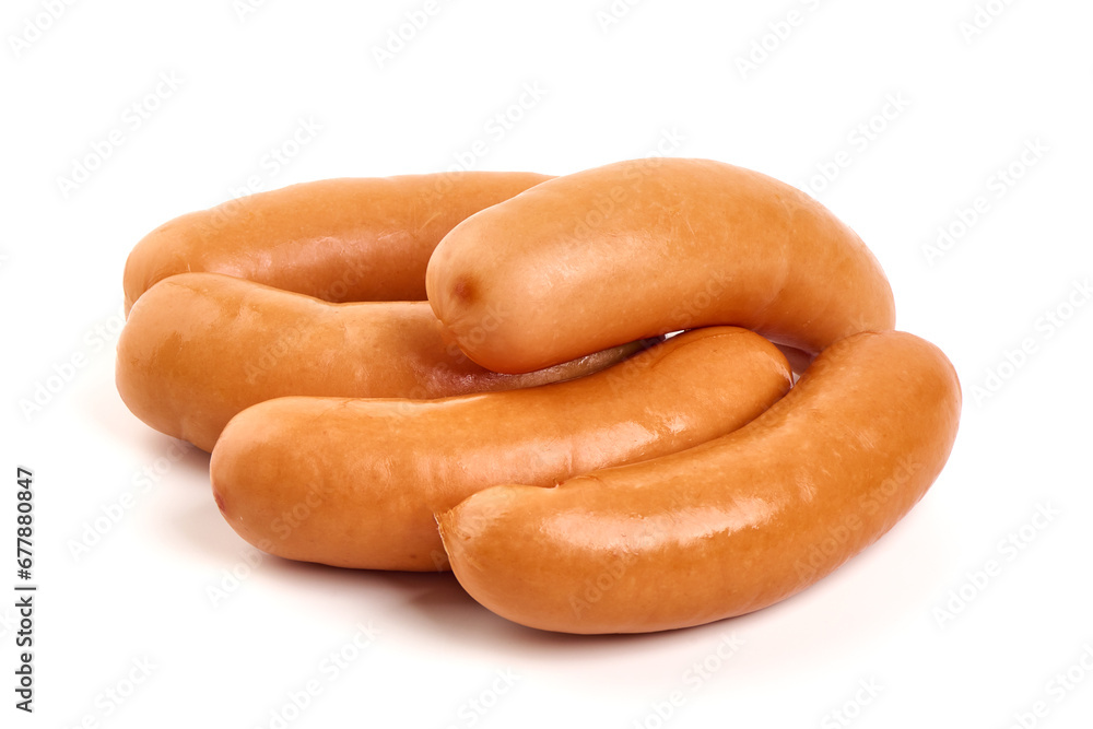 Boiled pork sausages, isolated on white background. High resolution image. Boiled pork sausages, isolated on white background. High resolution image.