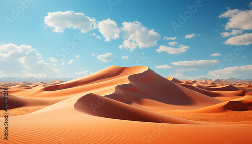 Arid climate, striped sand dunes ripple majestically generated by AI