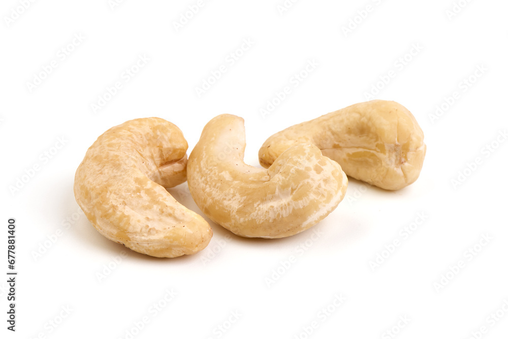 Organic Cashew nuts, close-up, isolated on white background. Organic Cashew nuts, close-up, isolated on white background.