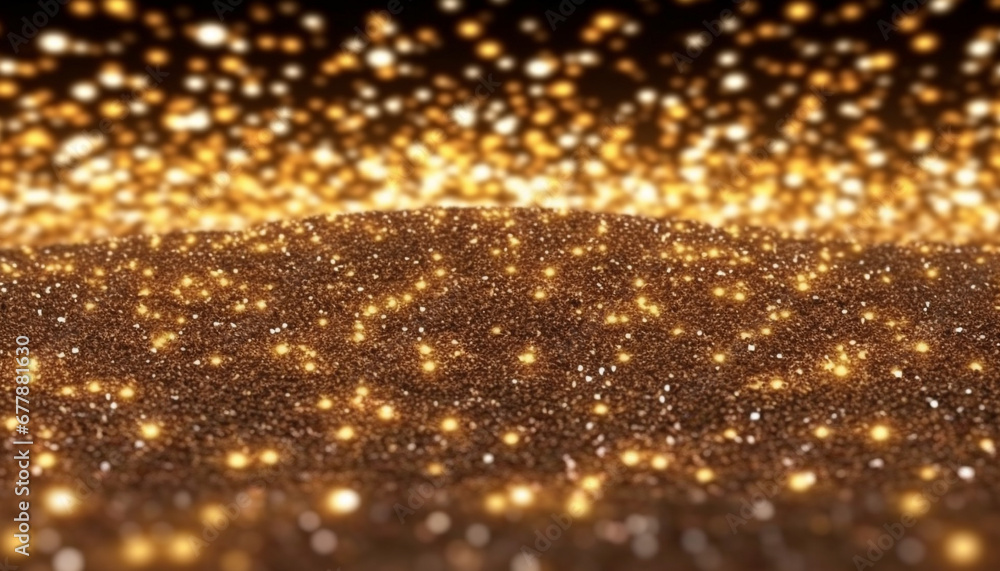 Glowing metallic circles illuminate dark winter backdrop for celebration generated by AI
