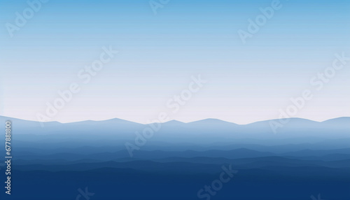Mountain peak silhouette against blue sunset sky, beauty in nature generated by AI