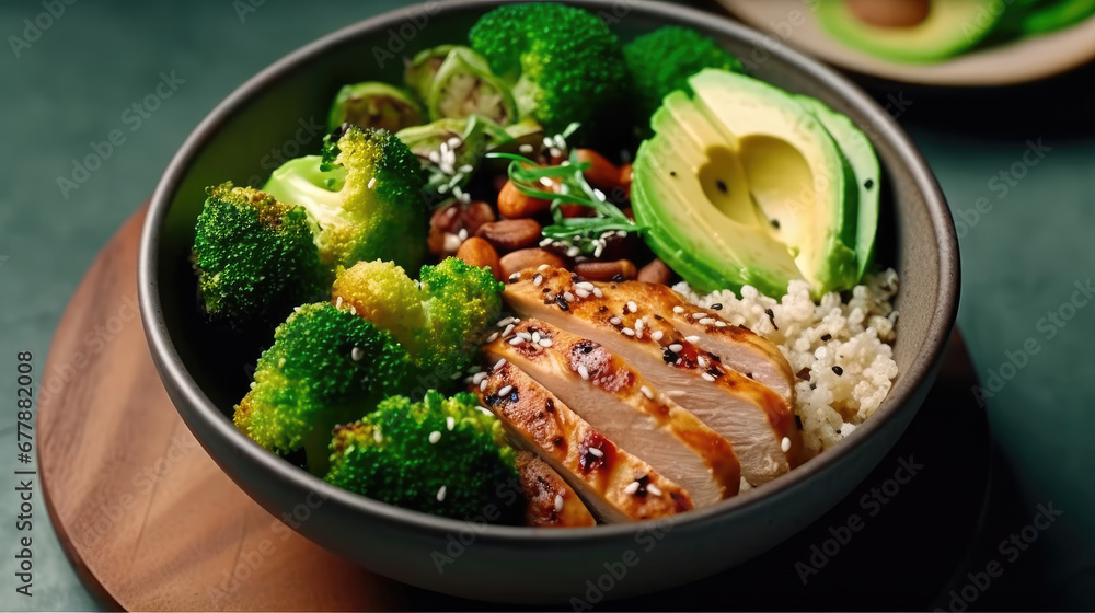 Healthy Buddha Bowl Lunch With Grilled Chicken, Background For Banner, HD Healthy Buddha Bowl Lunch With Grilled Chicken, Background For Banner, HD