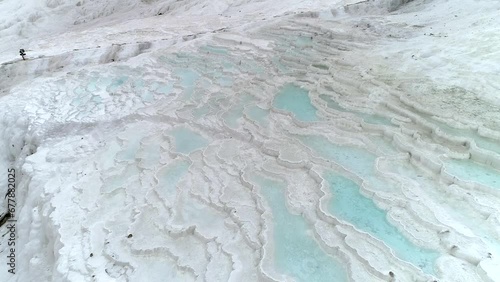 Türkiye Pamukkale travertines drone view