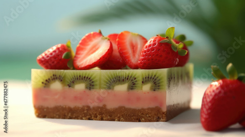 Strawberry Kiwi Cheesecake Natural Color , Background For Banner, HD