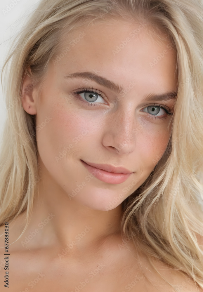 Happy Swedish woman face smiling to camera Happy Swedish woman face smiling to camera