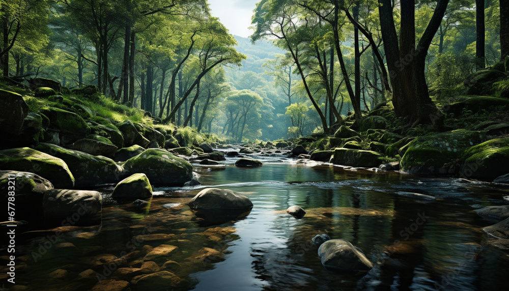 Tranquil scene of a tropical rainforest beauty generated by AI