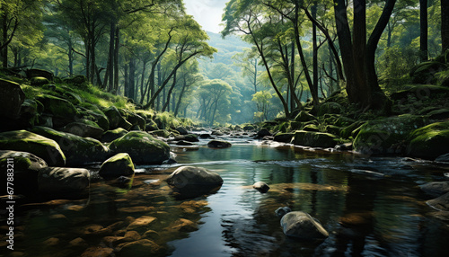 Tranquil scene of a tropical rainforest beauty generated by AI