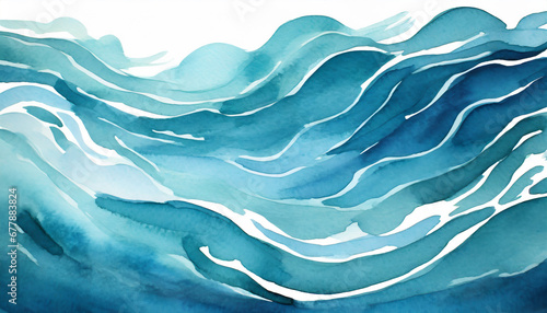 ocean water waves background blue isolated wavy boarder for copy space text teal river wave flowing motion lake wavy web banner sea wave watercolor backdrop pool waves cartoon graphic for summer