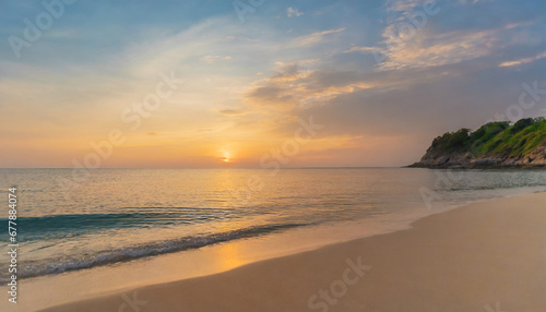 closeup sea sand beach panoramic beach landscape inspire tropical beach seascape horizon orange and golden sunset sky calmness tranquil relaxing sunlight summer mood vacation travel holiday banner