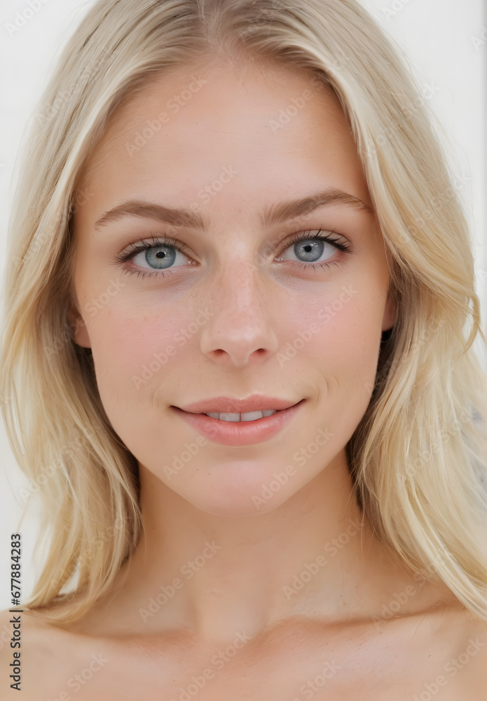 Happy Swedish woman face smiling to camera Happy Swedish woman face smiling to camera