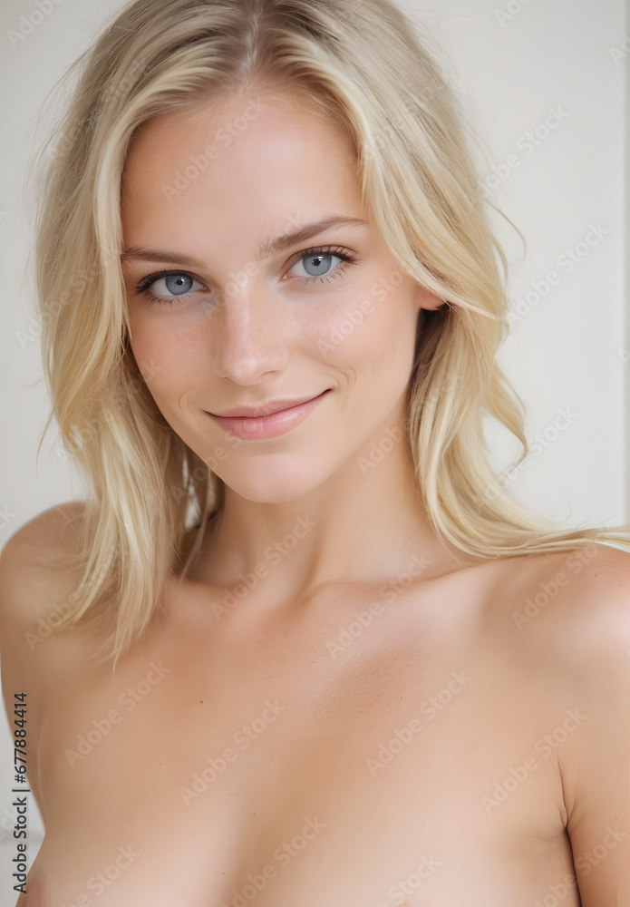 Happy Swedish woman face smiling to camera Happy Swedish woman face smiling to camera