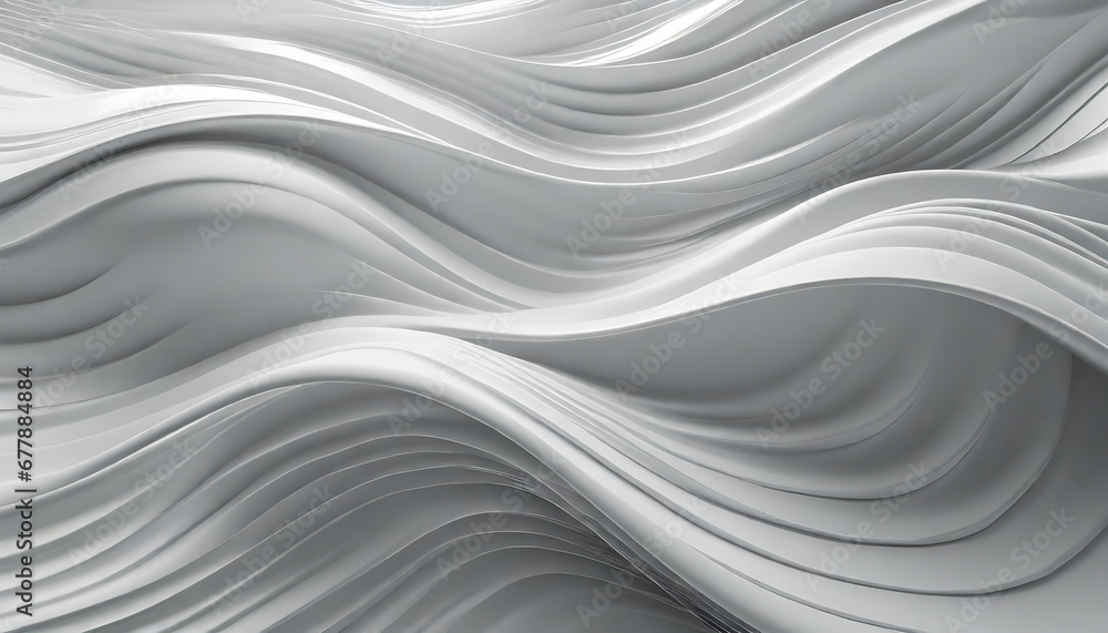Fototapeta premium abstract 3d background white grey wavy waves flowing ripple surface