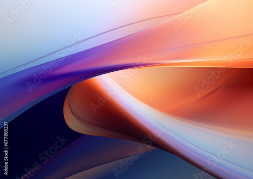 Elegant wavy formations of ribbons in a surreal 3D, Blue and purple gradient background, Colorful abstract. Iridescent Harmony: Abstract Wavy Multi-Colored. Website template concept