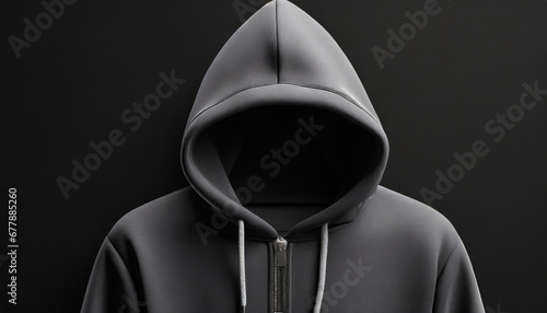 black hoodie with copy space on black background hoodie mockup illustration ai generative