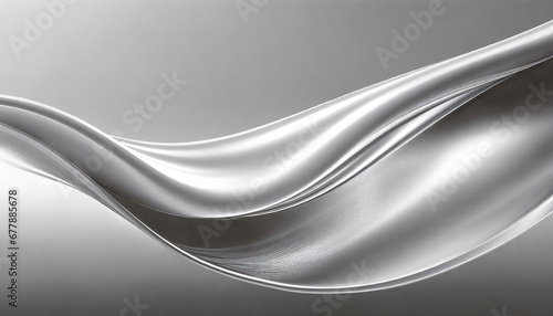 abstract silver wave chrome banner platinum copy space metal motion grey liquid white gradient glow shiny material smooth motion abstract design for copy space text generative ai