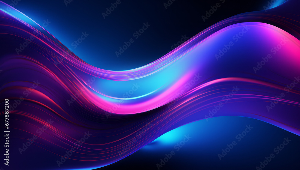 Elegant wavy formations of ribbons in a surreal 3D, Blue and purple gradient background, Colorful abstract. Iridescent Harmony: Abstract Wavy Multi-Colored. Website template concept Elegant wavy formations of ribbons in a surreal 3D, Blue and purple gradient background, Colorful abstract. Iridescent Harmony: Abstract Wavy Multi-Colored. Website template concept
