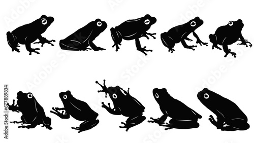 silhouettes of frogs, frog silhouette collection photo