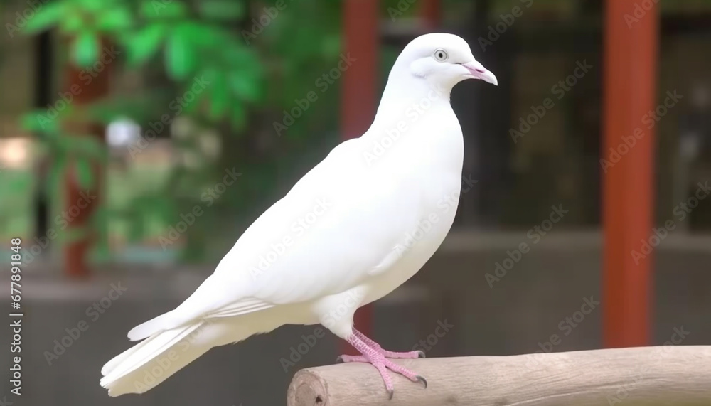 White seagull perching on coastline, symbol of freedom and peace generated by AI White seagull perching on coastline, symbol of freedom and peace generated by AI