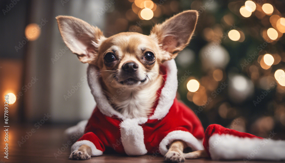 chihuahua in christmas hat
