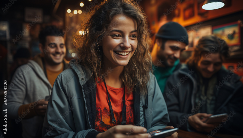 Smiling men and young adults find happiness in friendship and togetherness generated by AI Smiling men and young adults find happiness in friendship and togetherness generated by AI