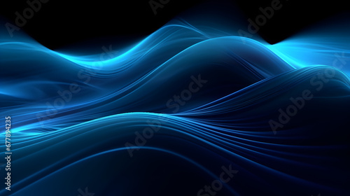 blue light waves on a black background, modern technology, digital glowing, futuristic energy design