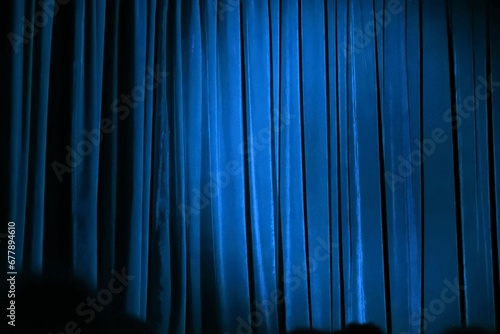 Sipario, tenda, tessuto, sfondo blu