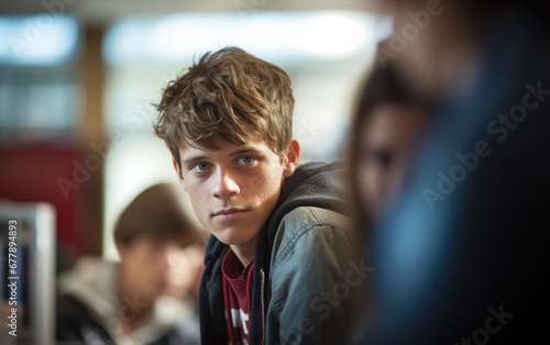 Close up of university students in a library