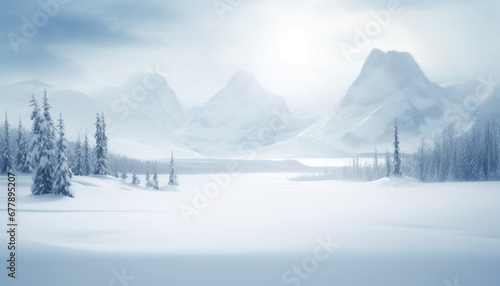 Majestic snowcapped mountain range in Alberta, tranquil beauty in nature generated by AI