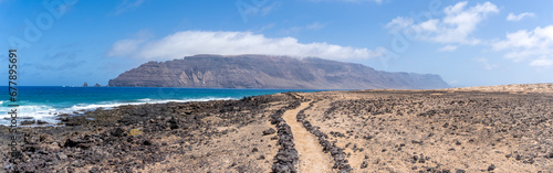 Hiking trail in the Graciosa island, Canary, Spain, close to Lanzarote, escape sustainable travel lifestyle healthy vacation safe place bucolic idyllic arcadian