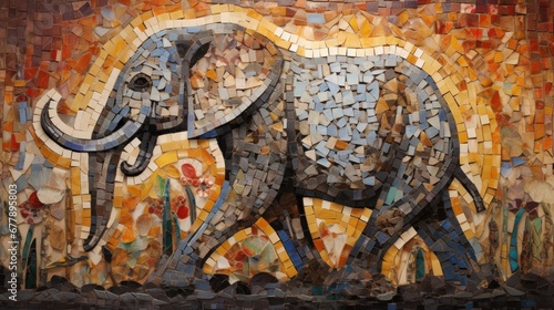 Elephant mosaic art by julie mcclure, AI photo