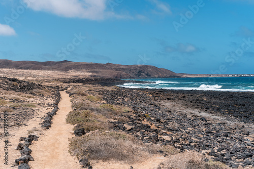 Hiking trail in the Graciosa island, Canary, Spain, close to Lanzarote, escape sustainable travel lifestyle healthy vacation safe place bucolic idyllic arcadian