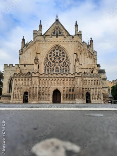 Vertical of the skyline of the Exeter Cathedral in Exeter, Engalnd