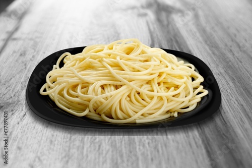 Tasty fresh pasta macaroni on plate