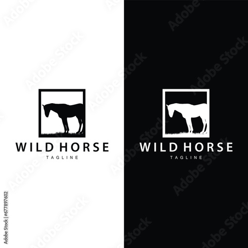 Wild Horse Logo Farm Design Silhouette Simple Vector Illustration Template