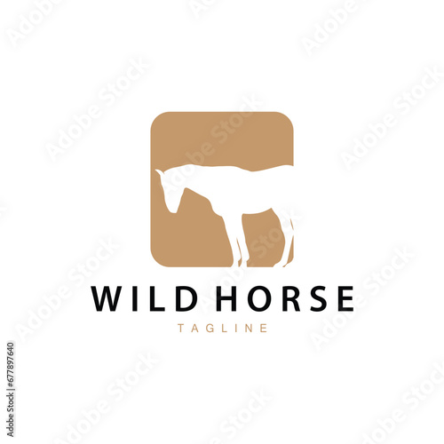 Wild Horse Logo Farm Design Silhouette Simple Vector Illustration Template