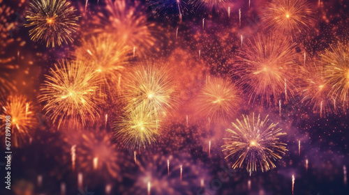 Happy New Year Fireworks Natural Colors , Background For Banner, HD