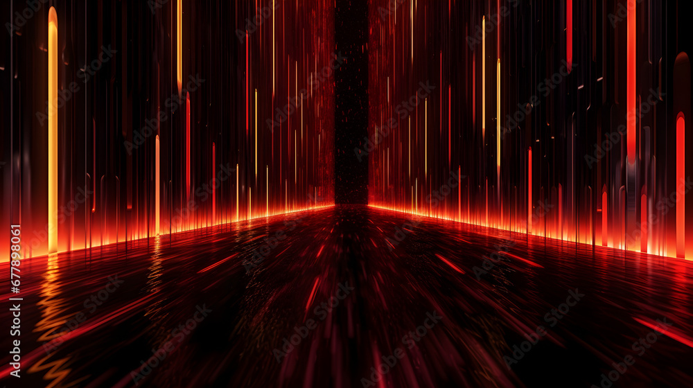 Red light tail rain scene, neon light creation glowing red rainy wet floor wallpaper Red light tail rain scene, neon light creation glowing red rainy wet floor wallpaper