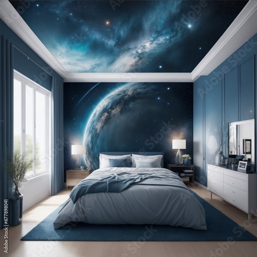 bedroom of astronomy lovers Generative AI