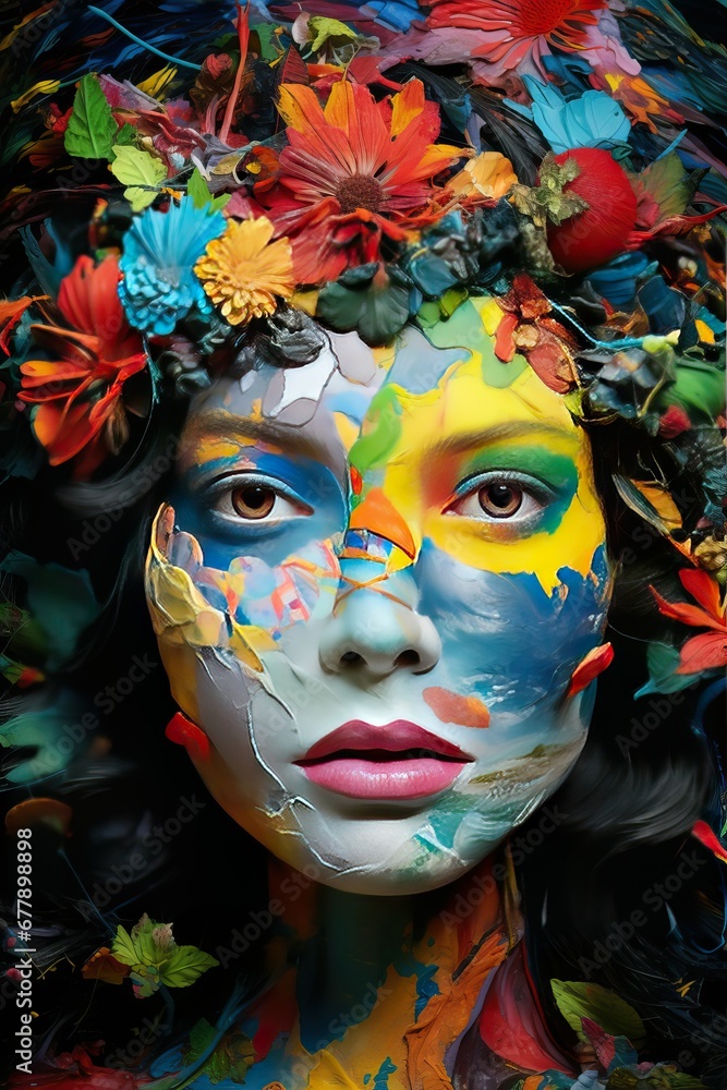 woman with earth painted on face