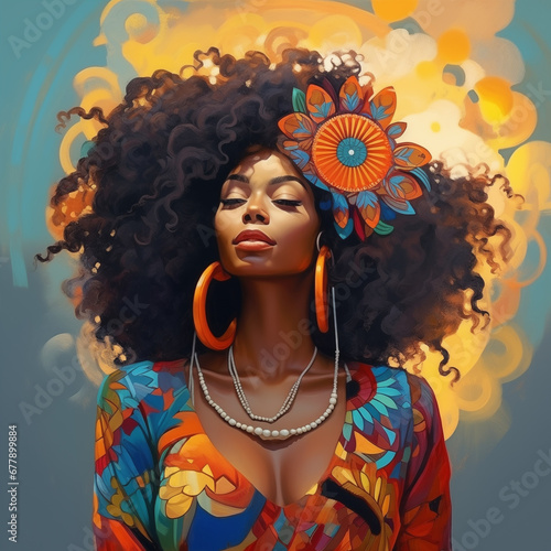 Traços de Resiliência: Beleza Afro em Destaque no Dia da Consciência Negra, IA Generativa photo