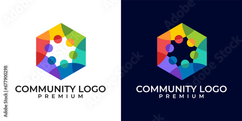 Community unity icon logo design template. Abstract human social teamwork vector logo illustration. Logo template of people, diversity, business, connection, together, discuss, network, meeting.