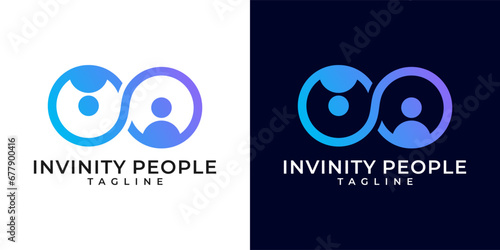 Infinity people logo design vector template. Two people collaboration family community logo. Business people logo design. Vector illustration design template.