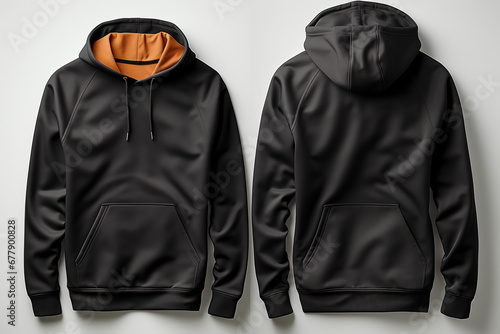 Solid black hoodie mockup for design. Blank with space for text or print, copy space ai generative photo