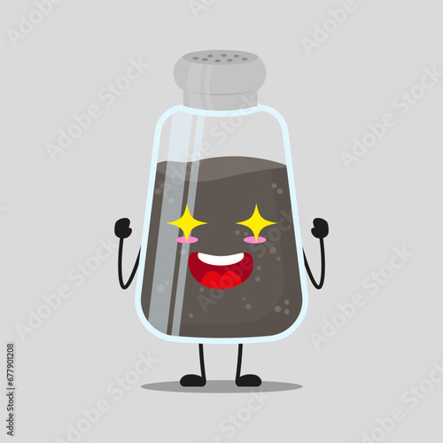 Cute excited pepper character. Funny electrifying ingredient cartoon emoticon in flat style. closet vector illustration